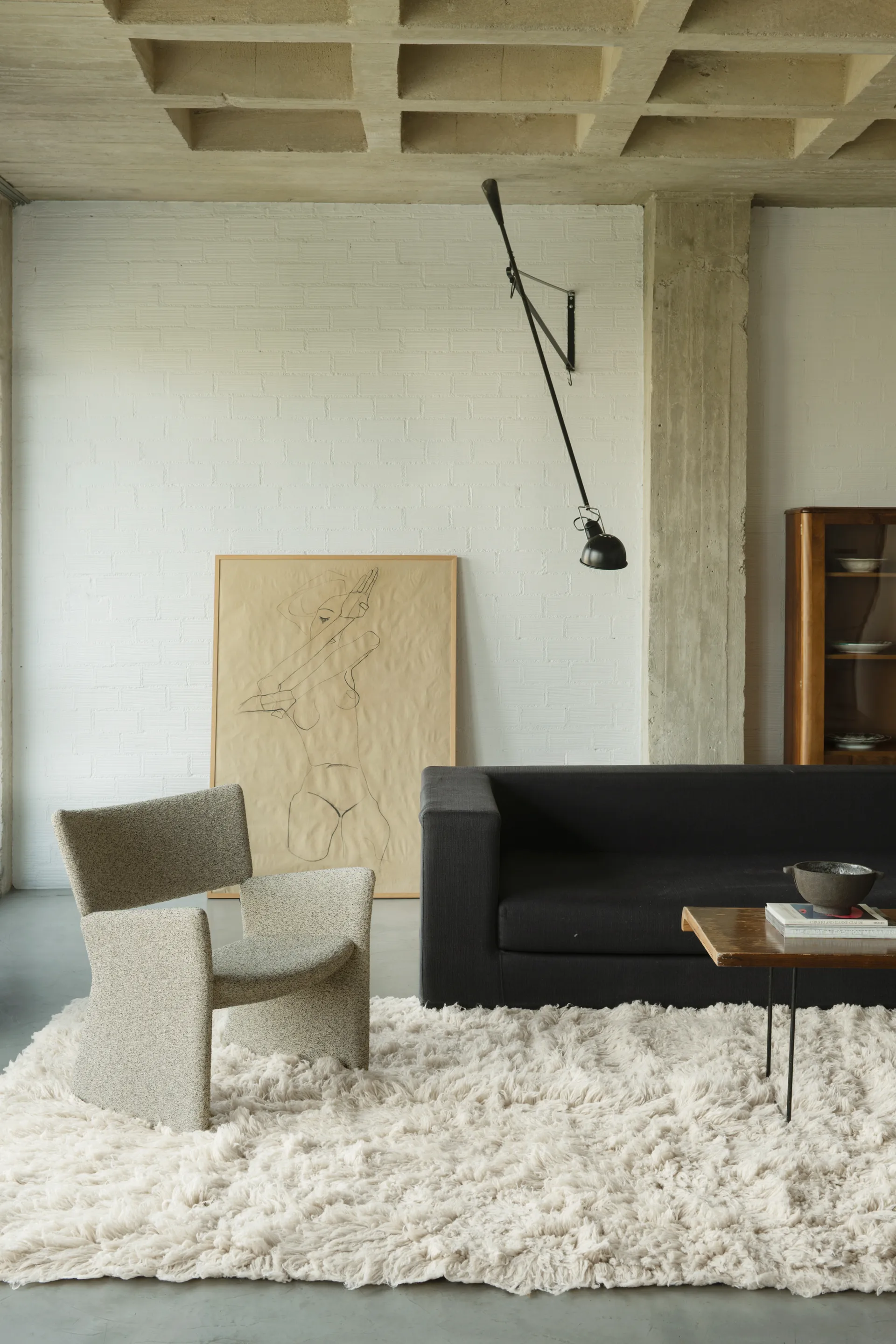 シャギーラグ 180x270 cm, Off White Layered