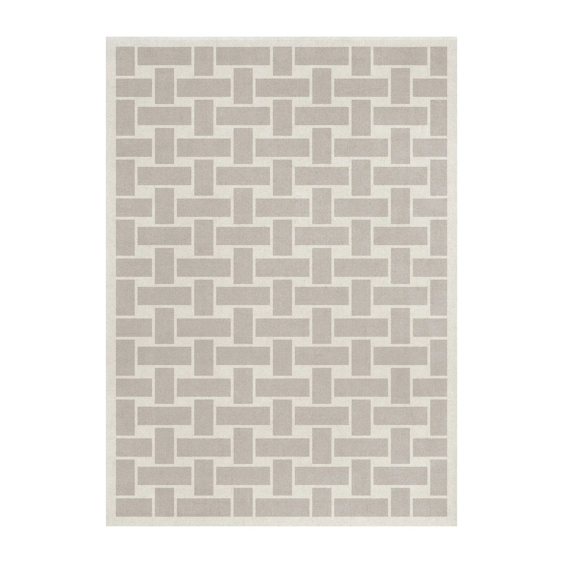 60S Geo Basket Weave ウールカーペット, Oatmeal. 180x270 cm Layered