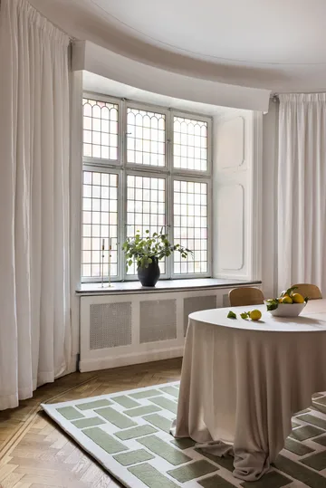 60S Geo Basket Weave ウールカーペット - Olive. 180x270 cm - Layered