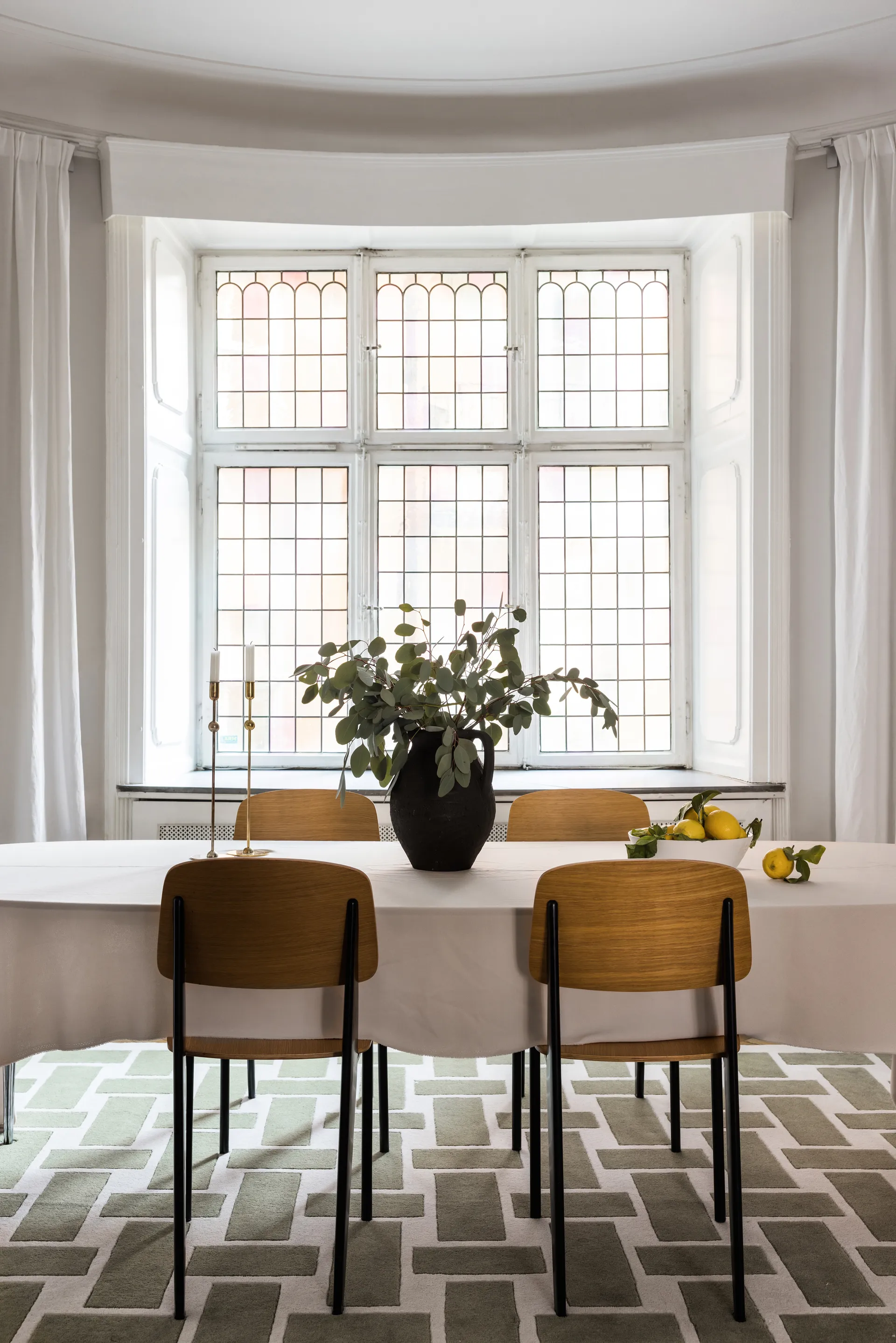 60S Geo Basket Weave ウールカーペット, Olive. 180x270 cm Layered