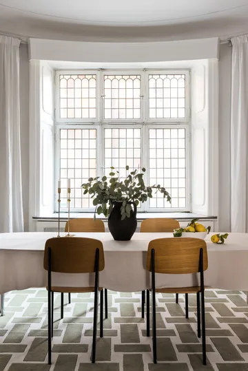 60S Geo Basket Weave ウールカーペット - Olive. 180x270 cm - Layered