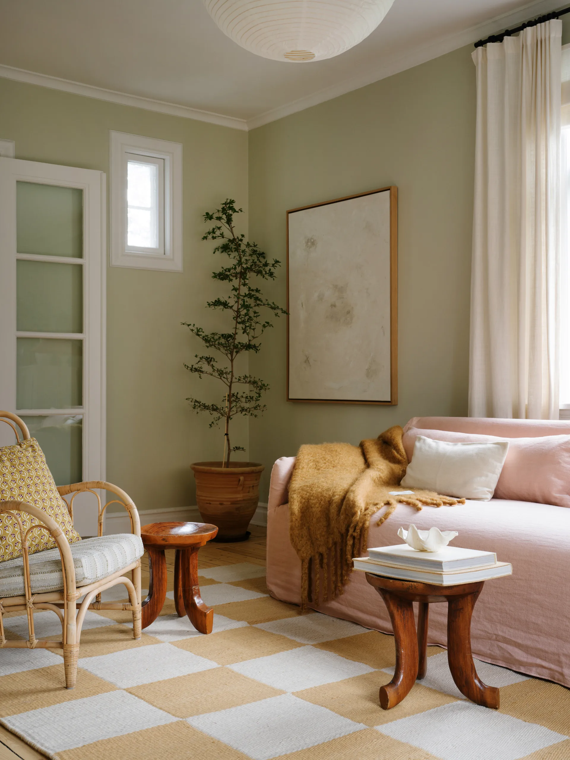 Chess ウールラグ, Harvest yellow, 140x200 cm Layered