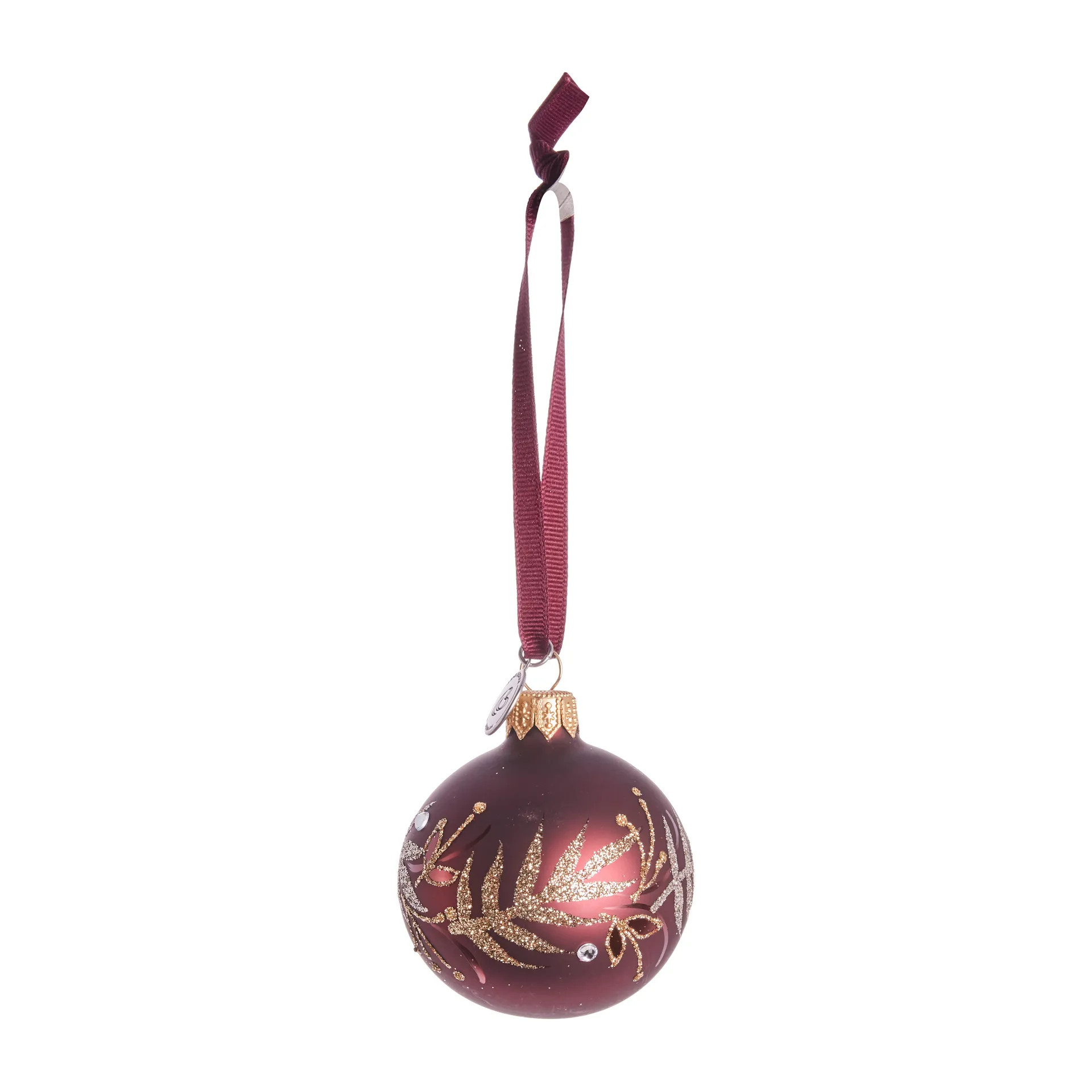 Cadelia オーナメント with leaf Ø6 cm, pomegranate-light gold Lene Bjerre