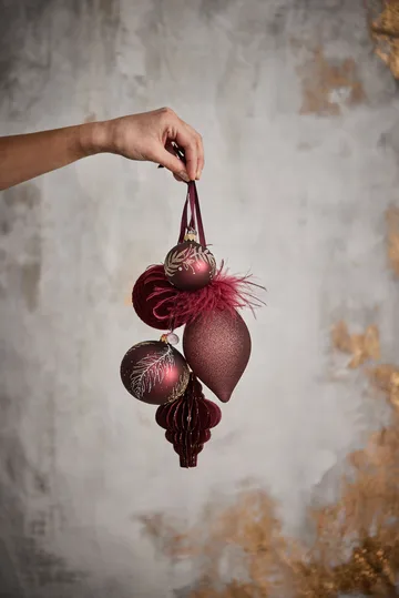 Cadelia オーナメント with leaf Ø6 cm - pomegranate-light gold - Lene Bjerre