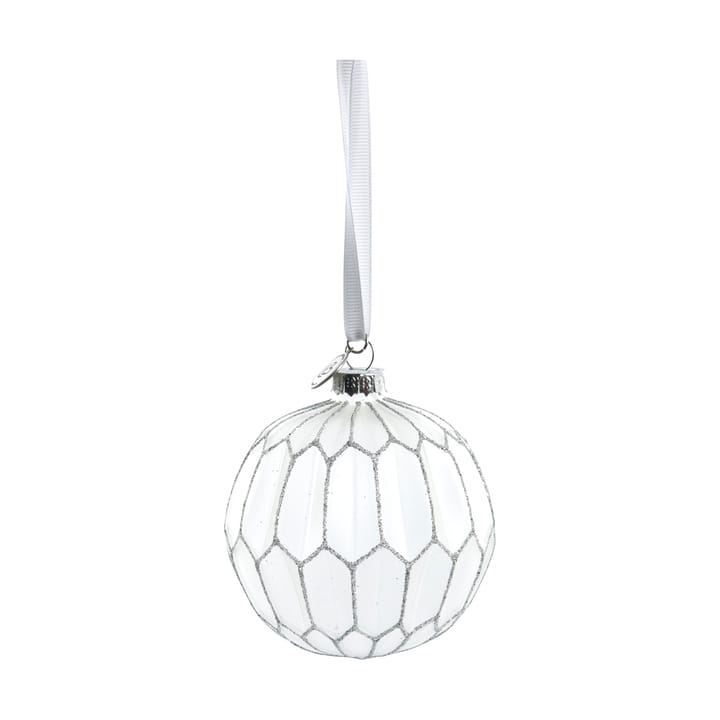 Navina クリスマスオーナメント ラウンド Ø8 cm - White-Silver - Lene Bjerre