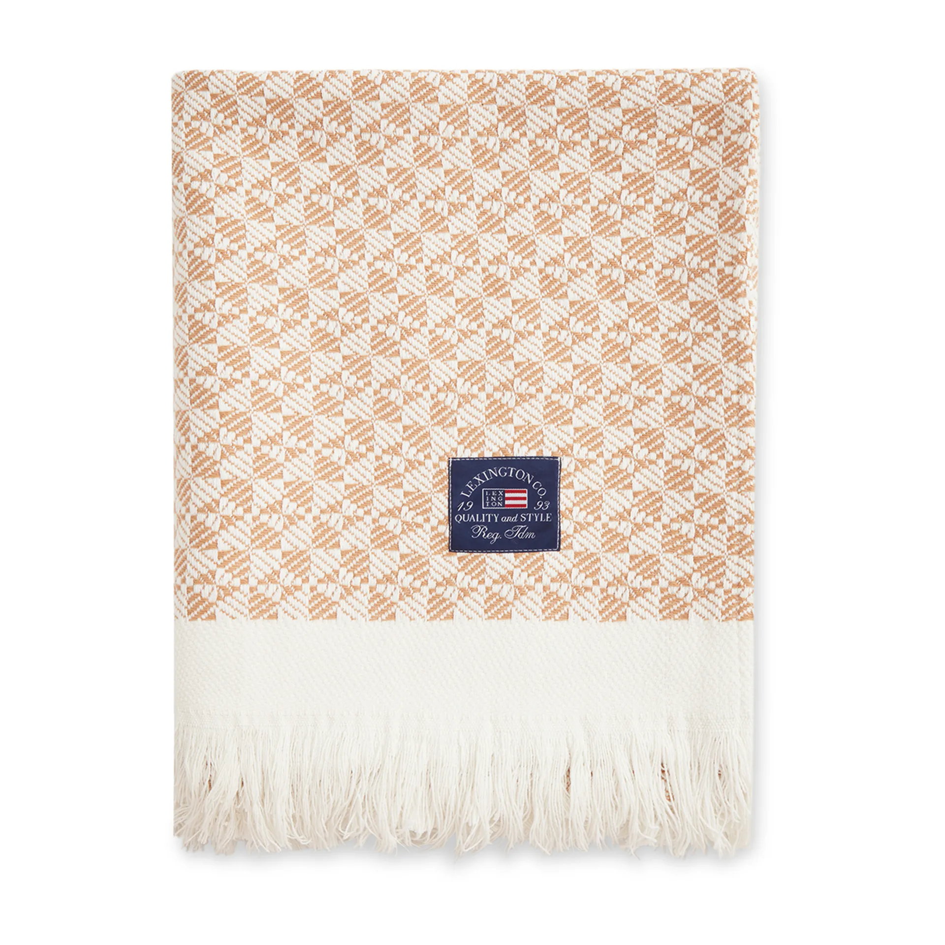 ストライプ ストラクチャー リサイクルコットンスロー 130x170 cm, Beige-white Lexington | レキシントン