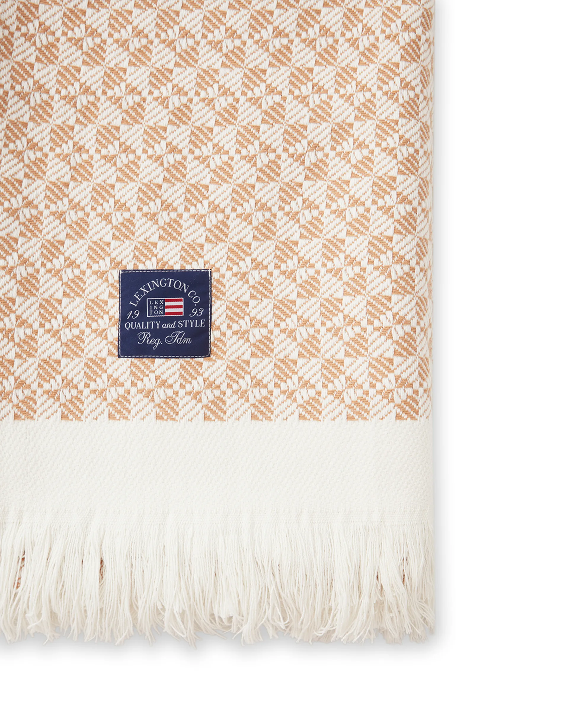 ストライプ ストラクチャー リサイクルコットンスロー 130x170 cm, Beige-white Lexington | レキシントン