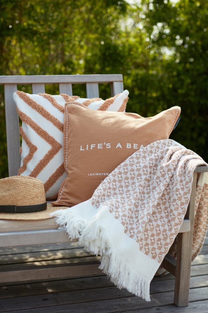 ストライプ ストラクチャー リサイクルコットンスロー 130x170 cm, Beige-white Lexington | レキシントン