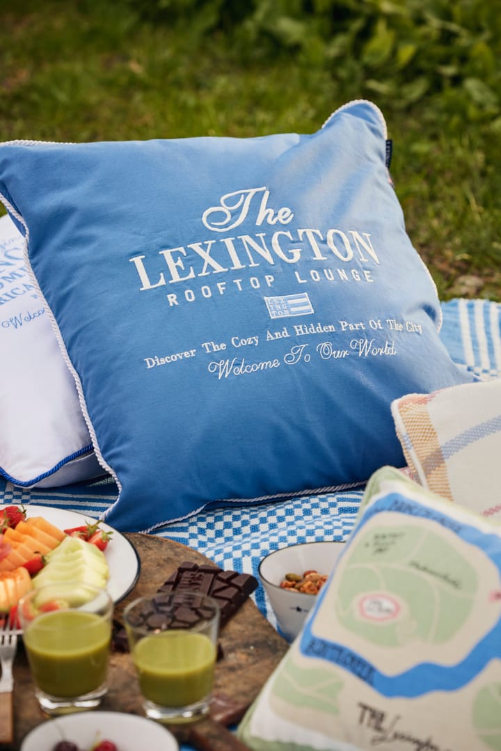 チェック リサイクルコットン ピクニックブランケット 150x150 cm, Blue Lexington | レキシントン