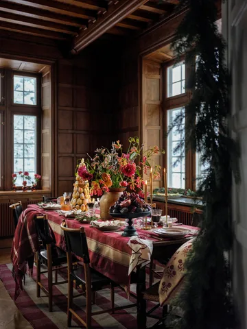 チェック リネンコットン テーブルクロス 150x250 cm - Red-beige - Lexington | レキシントン