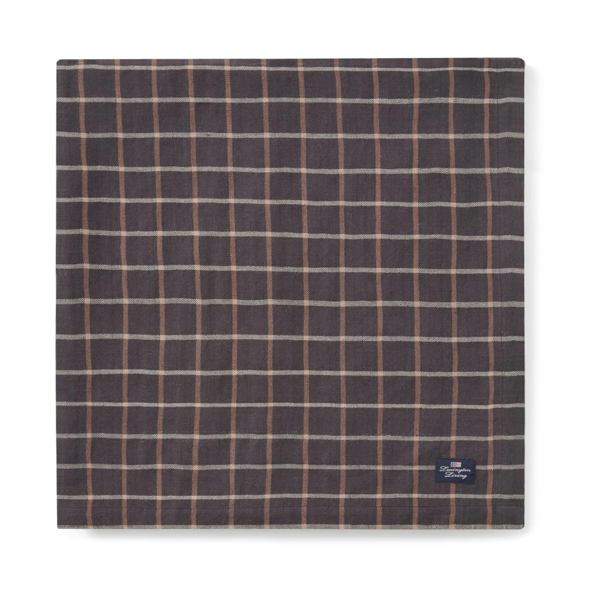 チェック コットン リネン テーブルクロス 150x350 cm, Dark grey-beige Lexington | レキシントン