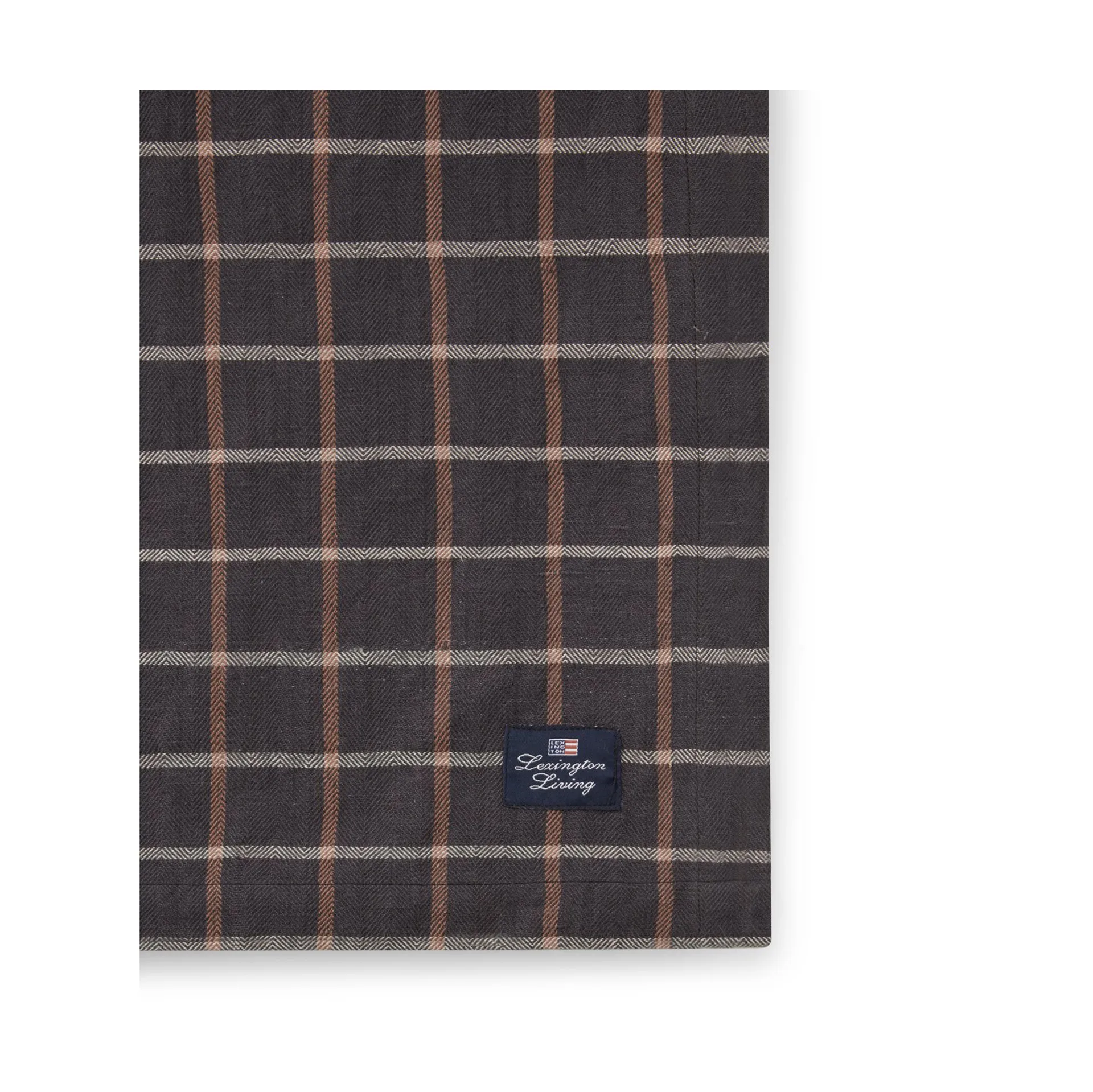 チェック コットン リネン テーブルクロス 150x350 cm, Dark grey-beige Lexington | レキシントン