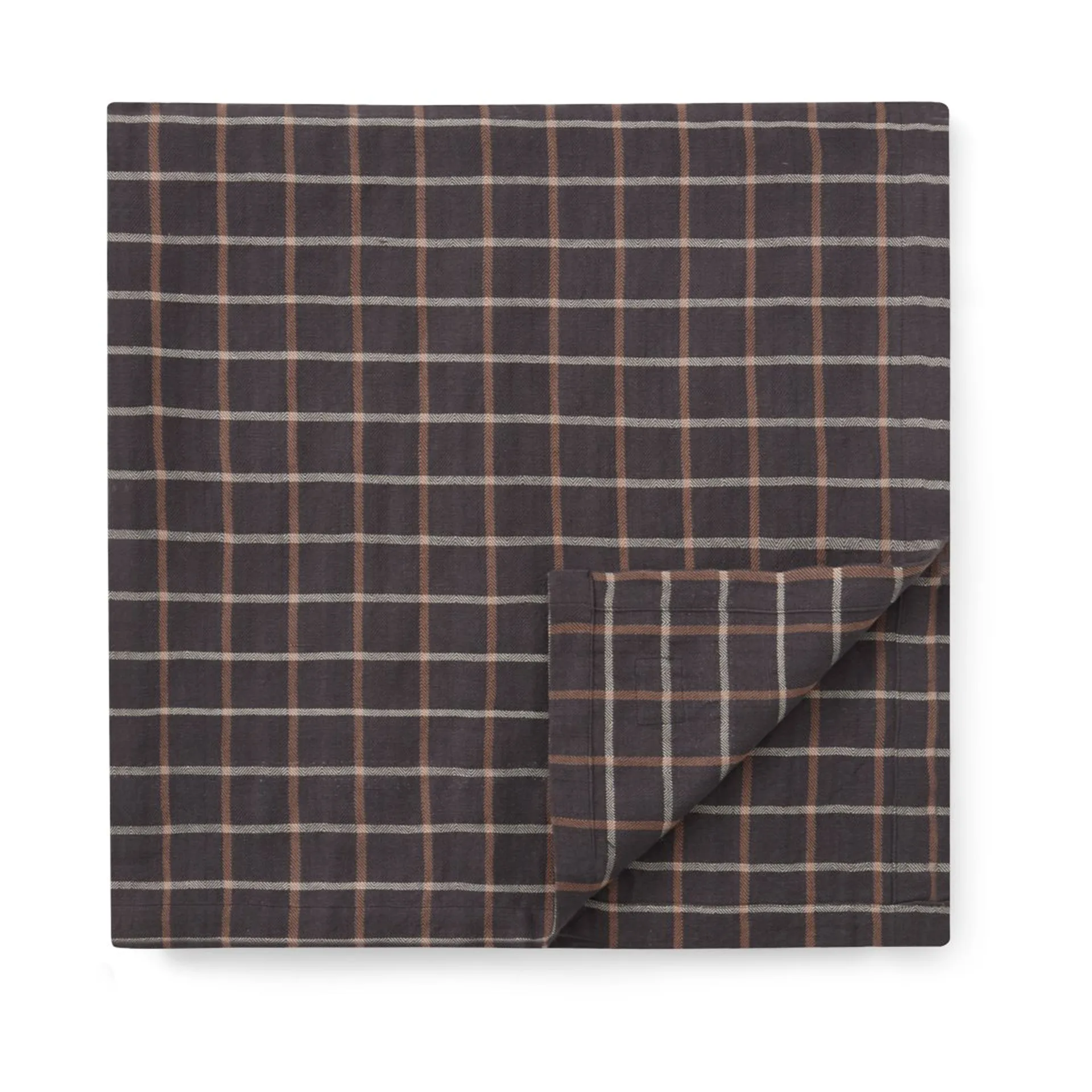 チェック コットン リネン テーブルクロス 150x350 cm, Dark grey-beige Lexington | レキシントン