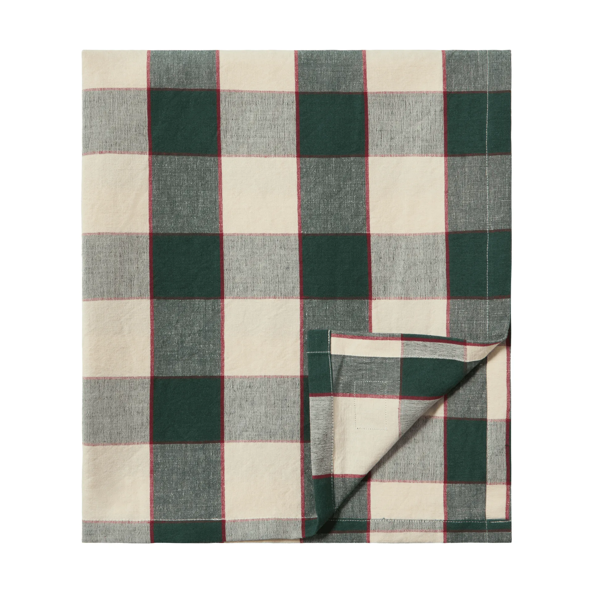 チェック コットン リネン テーブルクロス 150x350 cm, Green-light beige-red Lexington | レキシントン