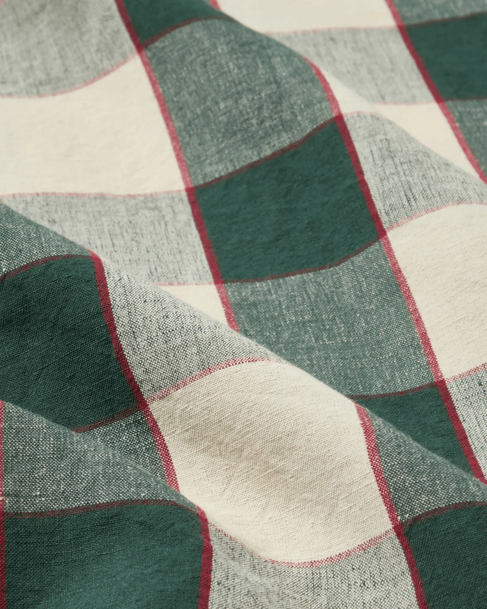 チェック コットン リネン テーブルクロス 150x350 cm, Green-light beige-red Lexington | レキシントン