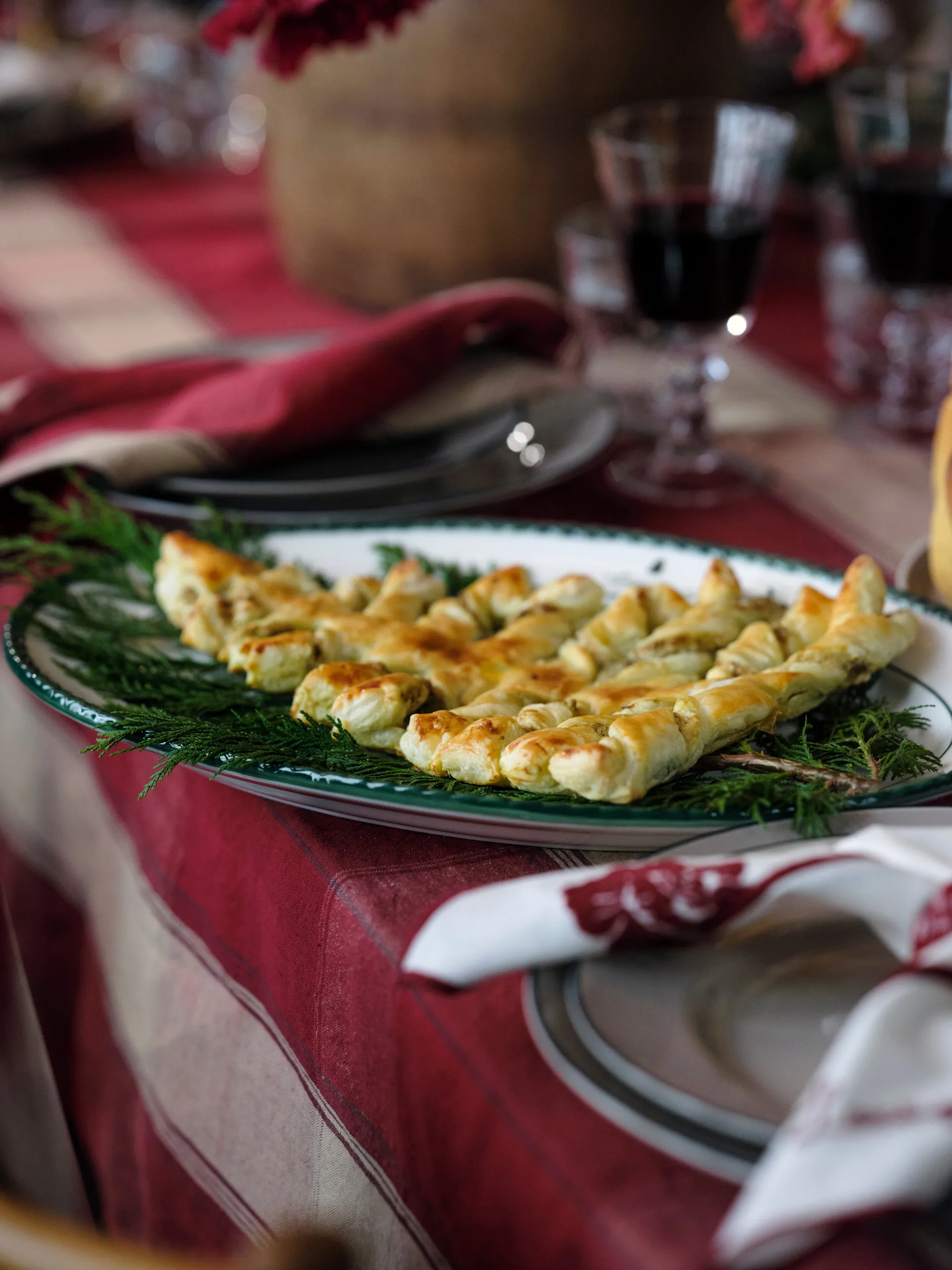 チェック リネンコットン テーブルクロス 150x350 cm, Red-beige Lexington | レキシントン