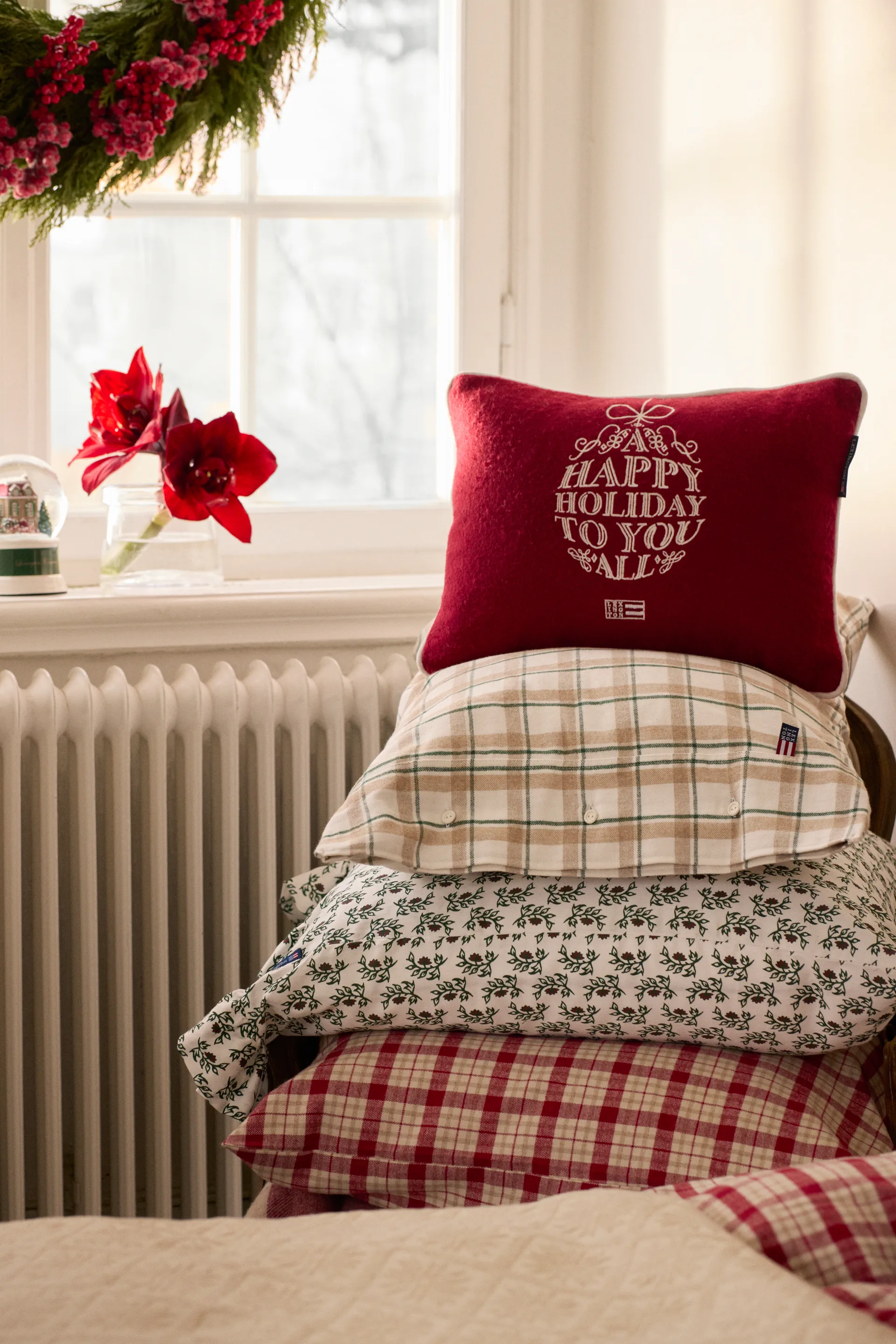 オーナメント ウールミックスクッション 30x40 cm, Red-white Lexington | レキシントン