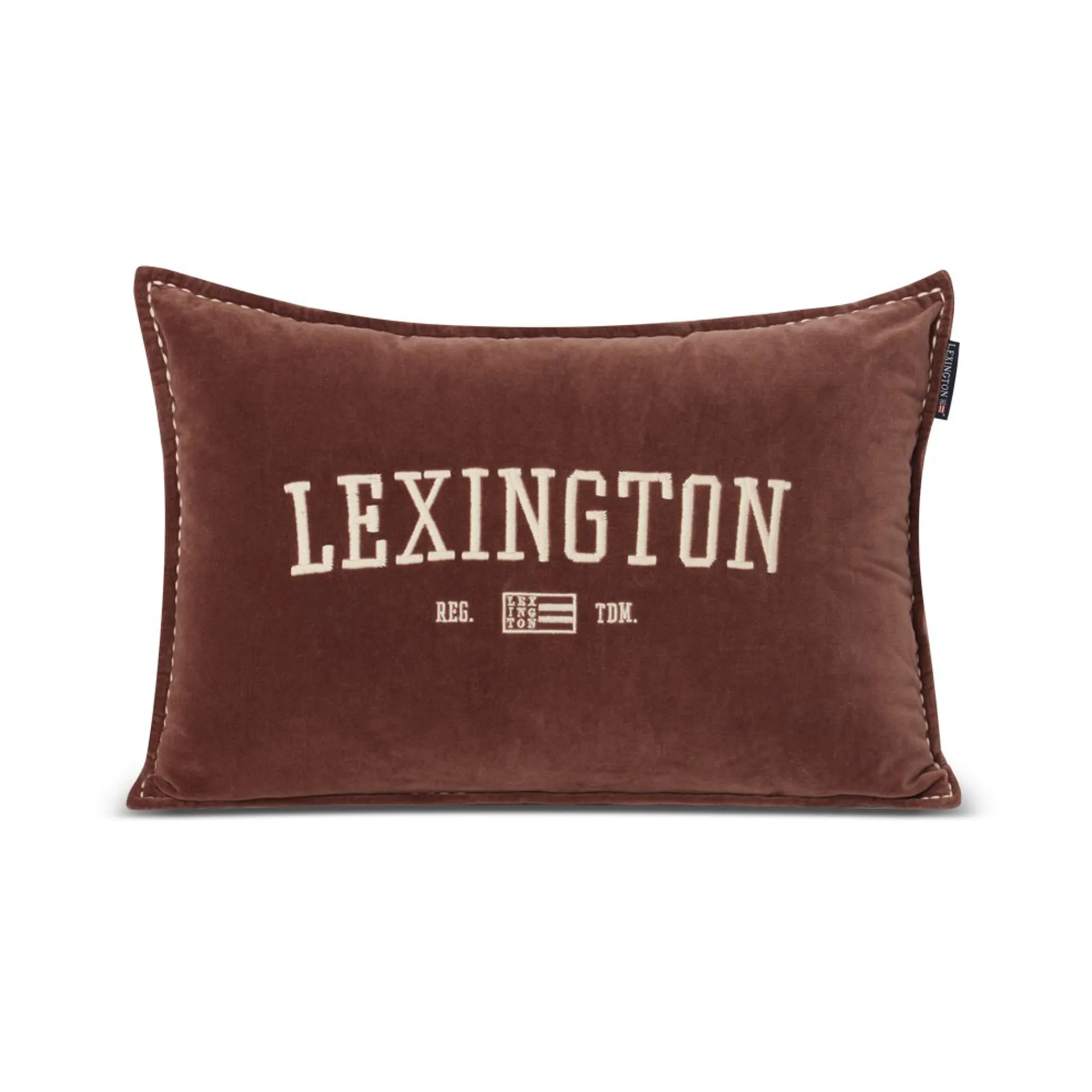ロゴ メッセージ オーガニックコットン ベルベット クッションカバー 40x60 cm, Brown Lexington | レキシントン