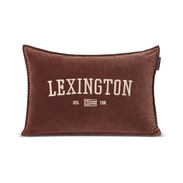 ロゴ メッセージ オーガニックコットン ベルベット クッションカバー 40x60 cm - Brown - Lexington | レキシントン