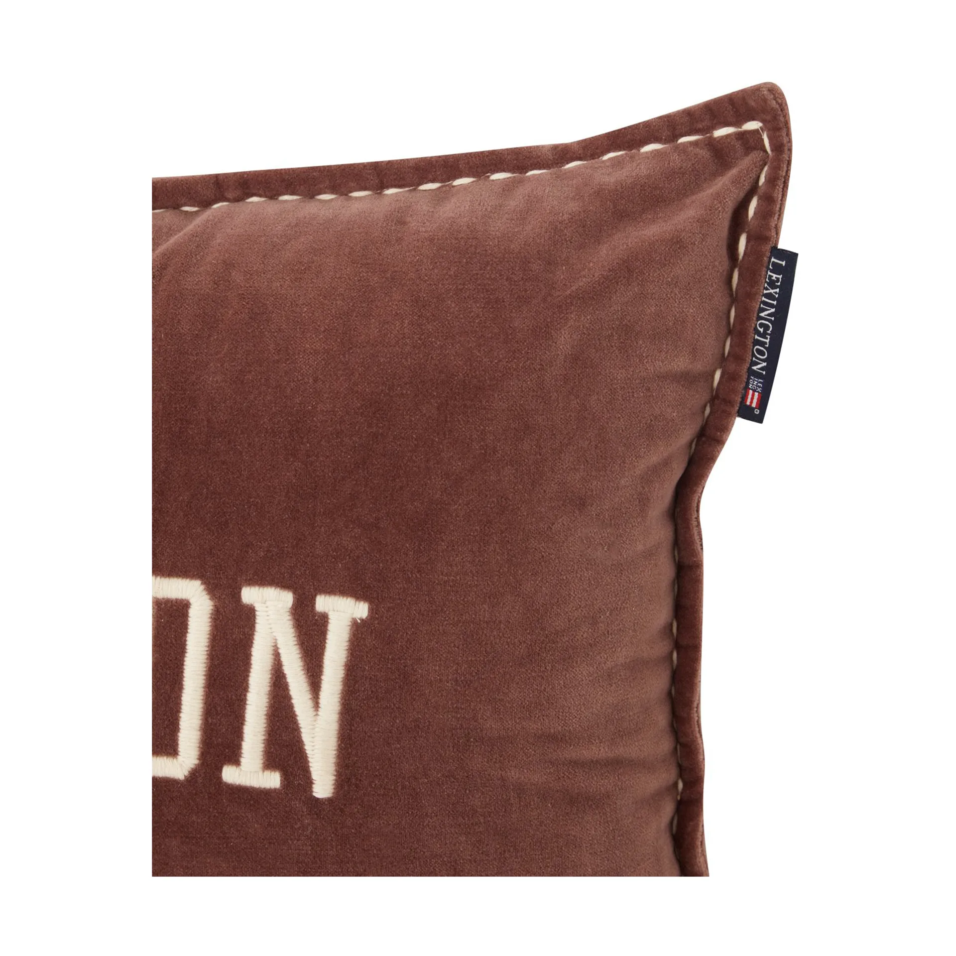 ロゴ メッセージ オーガニックコットン ベルベット クッションカバー 40x60 cm, Brown Lexington | レキシントン