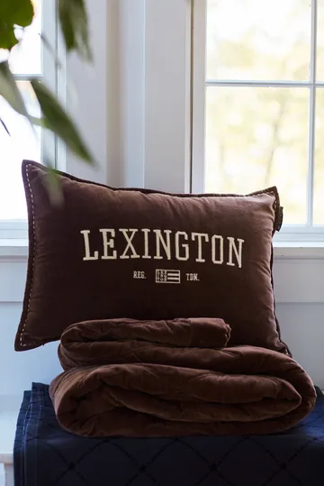 ロゴ メッセージ オーガニックコットン ベルベット クッションカバー 40x60 cm - Brown - Lexington | レキシントン