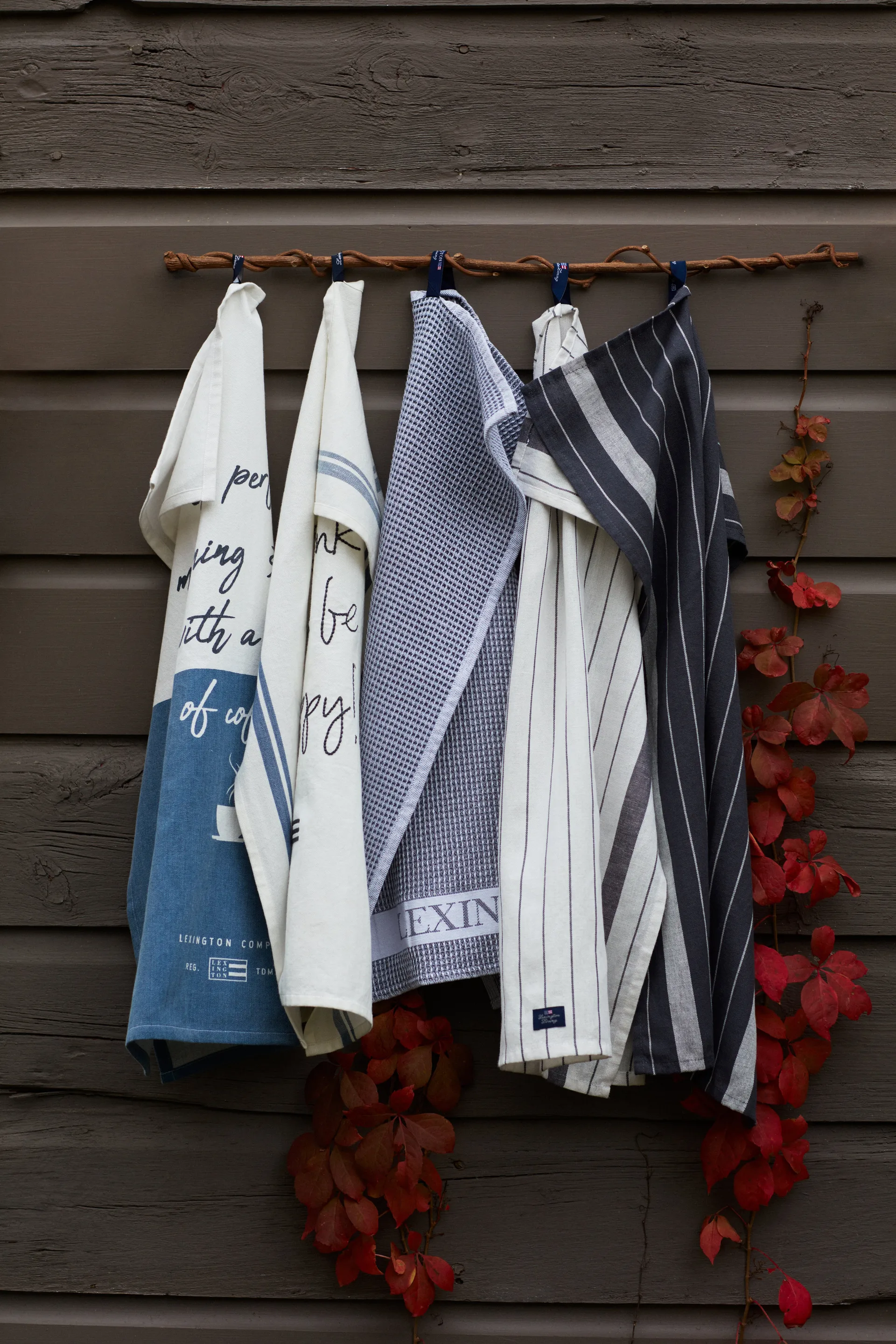 コットン ワッフル キッチンタオル 45x70 cm, Dark grey-white Lexington | レキシントン