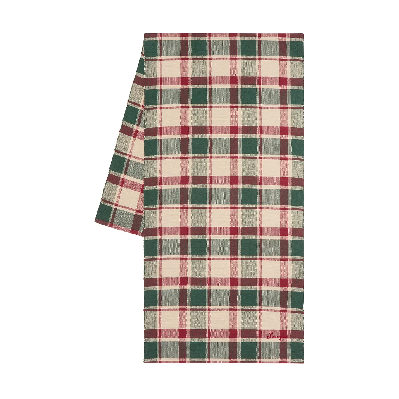 チェック オーガニックコットンランナー 50x150 cm, Green-red-beige Lexington | レキシントン