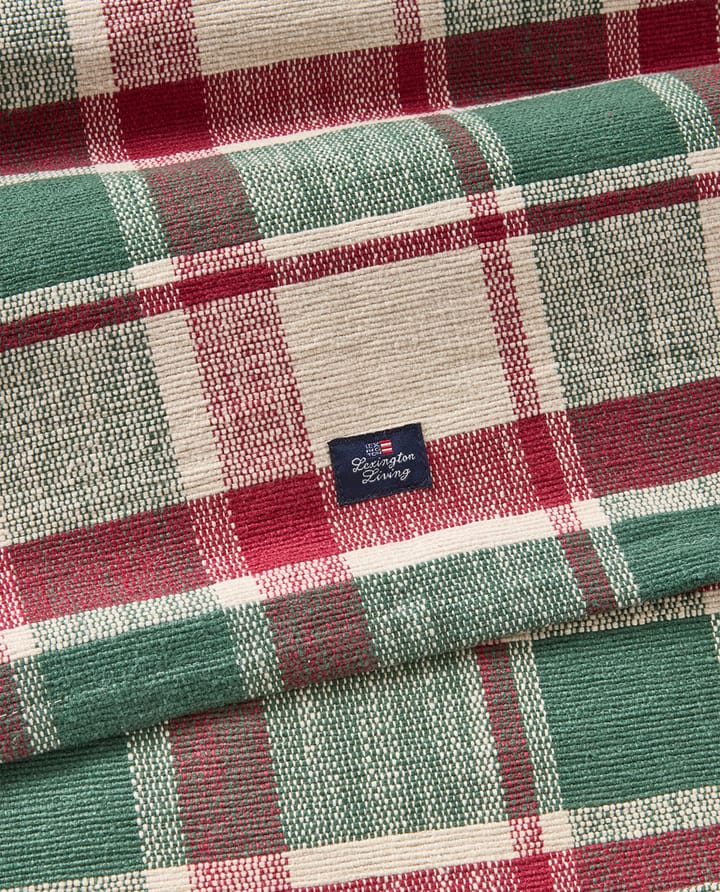 チェック オーガニックコットンランナー 50x150 cm, Green-red-beige Lexington | レキシントン
