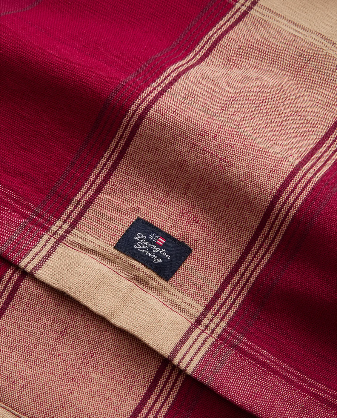 チェック リネンコットン テーブルランナー 50x250 cm, Red-beige Lexington | レキシントン