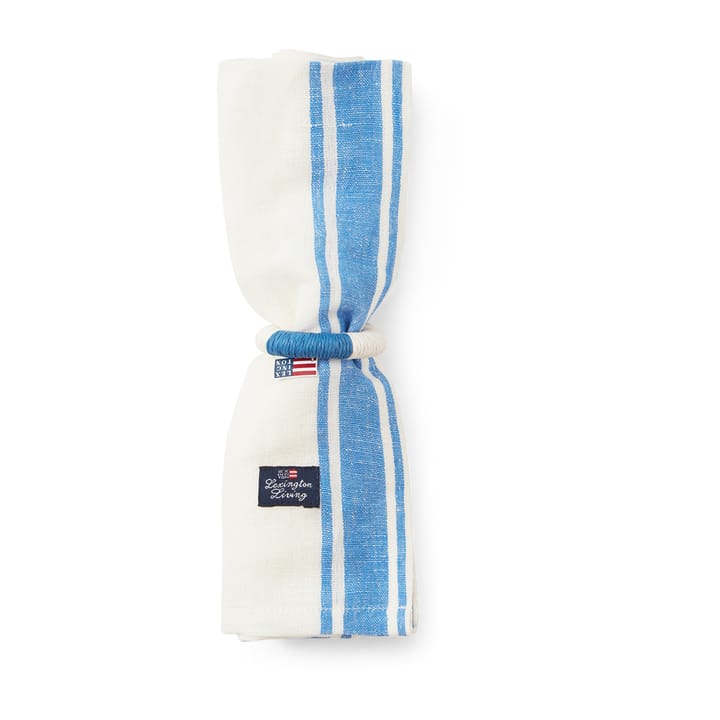 リネンコットンサイド ストライプ ナプキン 50x50 cm, Blue-white Lexington | レキシントン