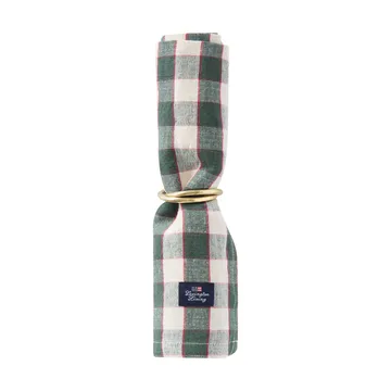チェック リネン/コットン ナプキン 50x50 cm - Green-light beige-red - Lexington | レキシントン