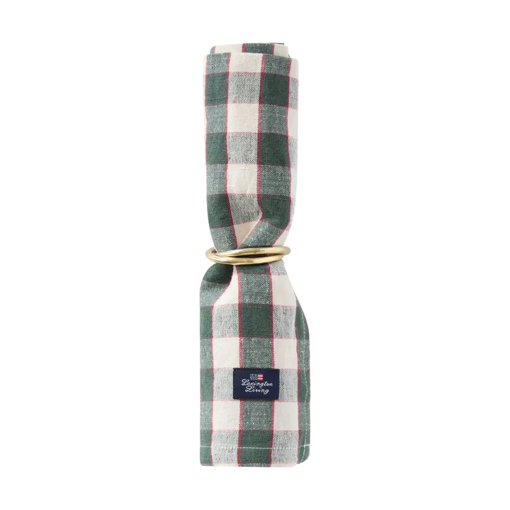 チェック リネン/コットン ナプキン 50x50 cm - Green-light beige-red - Lexington | レキシントン