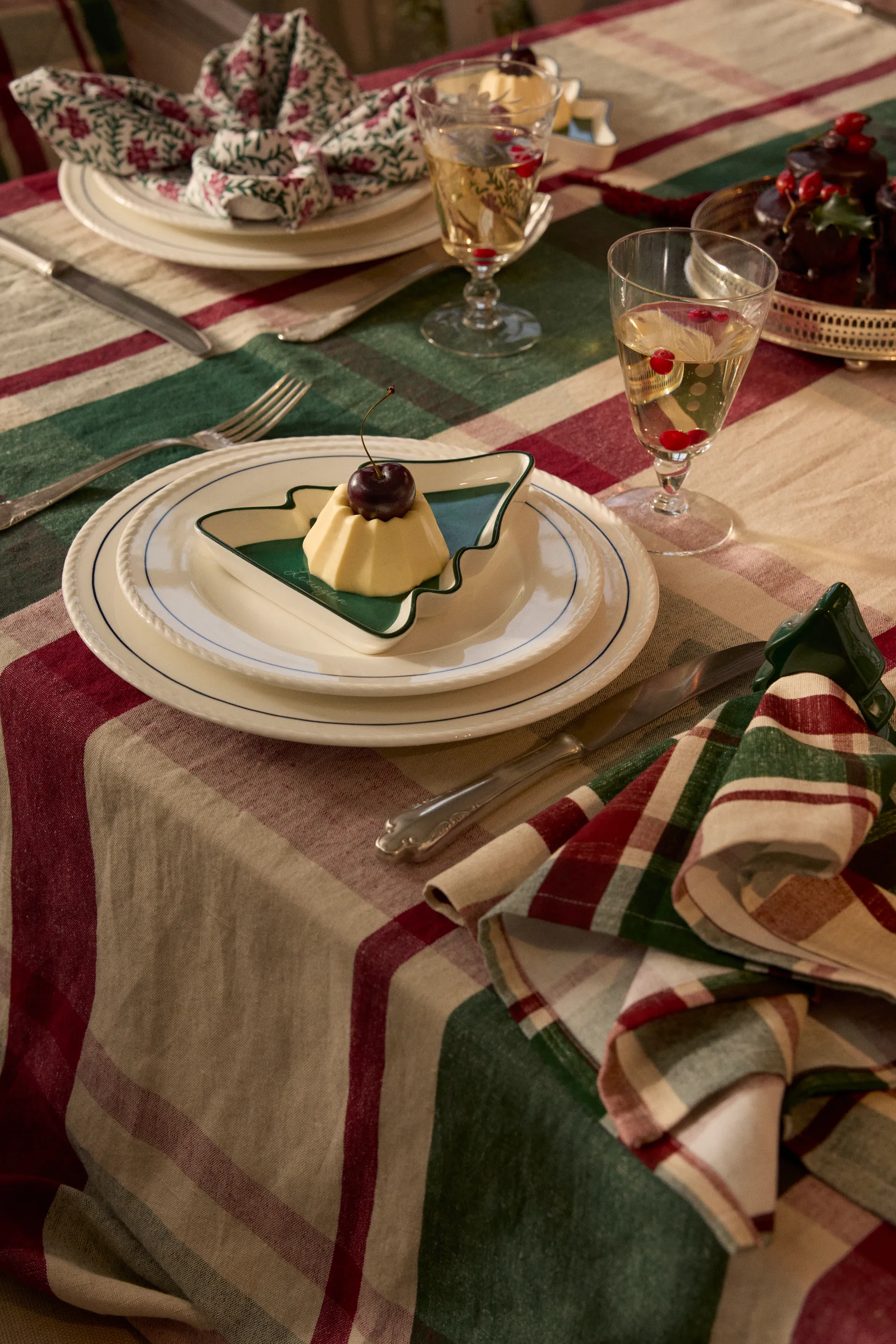 チェック リネン/コットンナプキン 50x50 cm, Green-red-beige Lexington | レキシントン