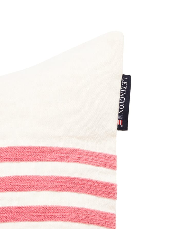 刺繍 ス�トライプ リネン/コットン クッションカバー 50x50 cm, Off White-red Lexington | レキシントン