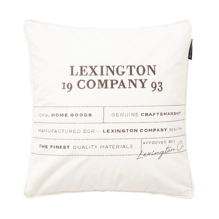 ロゴ オーガニックコットン キャンバス クッションカバー 50x50 cm, White Lexington | レキシントン