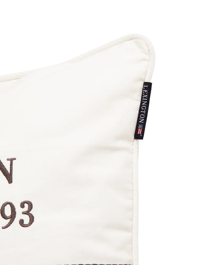 ロゴ オーガニックコットン キャンバス クッションカバー 50x50 cm - White - Lexington | レキシントン