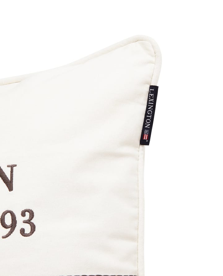 ロゴ オーガニックコットン キャンバス クッションカバー 50x50 cm, White Lexington | レキシントン
