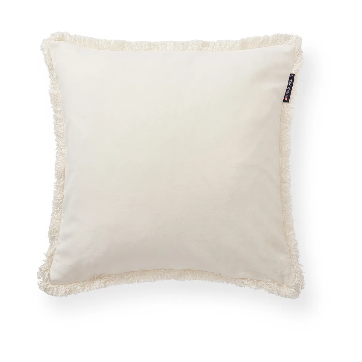 オーガニックコットン ベルベットフリンジ クッションカバー 50x50 cm., White Lexington | レキシントン
