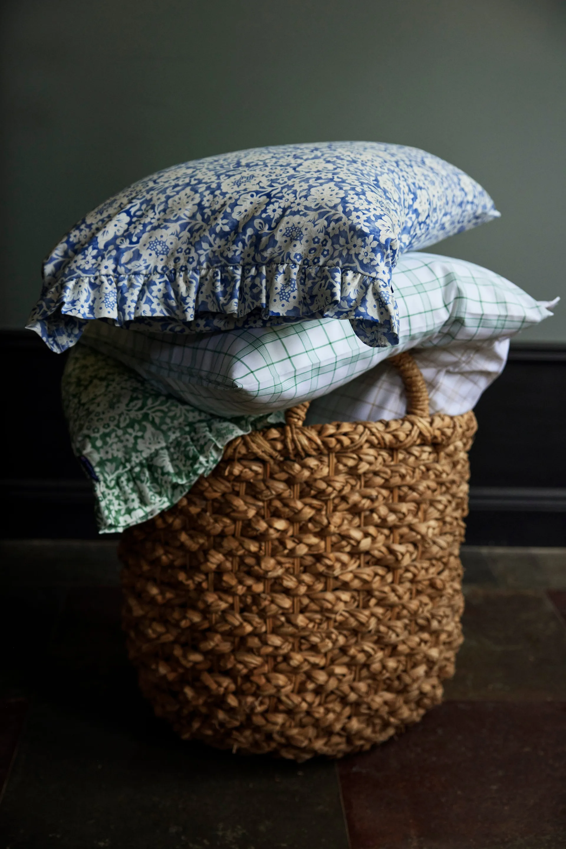 花柄 コットン サテン 寝具セット グリーン, 50x60 cm, 220x220 cm Lexington | レキシントン