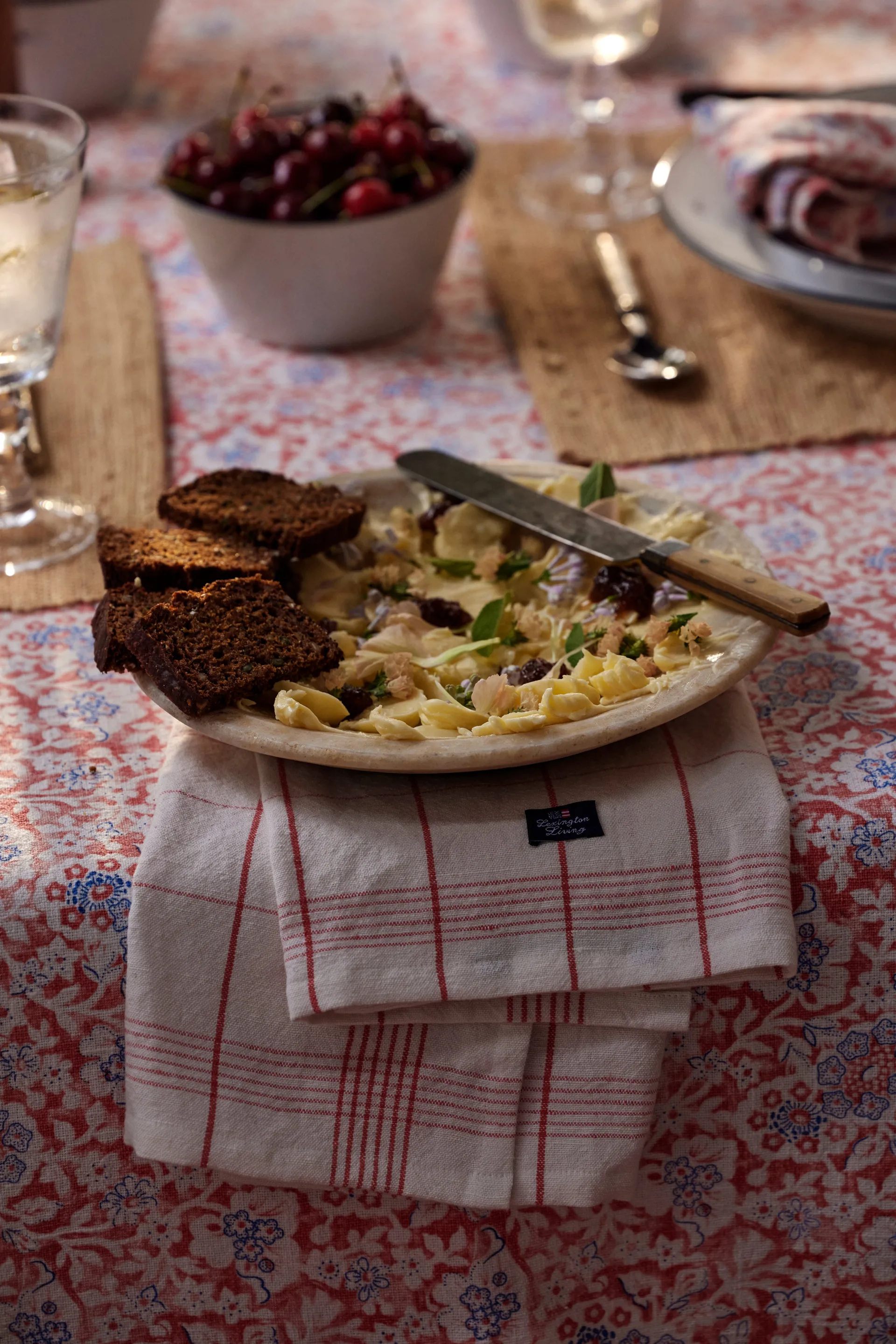 チェック リネン/コットン キッチンタオル 50x70 cm, White-red Lexington | レキシントン