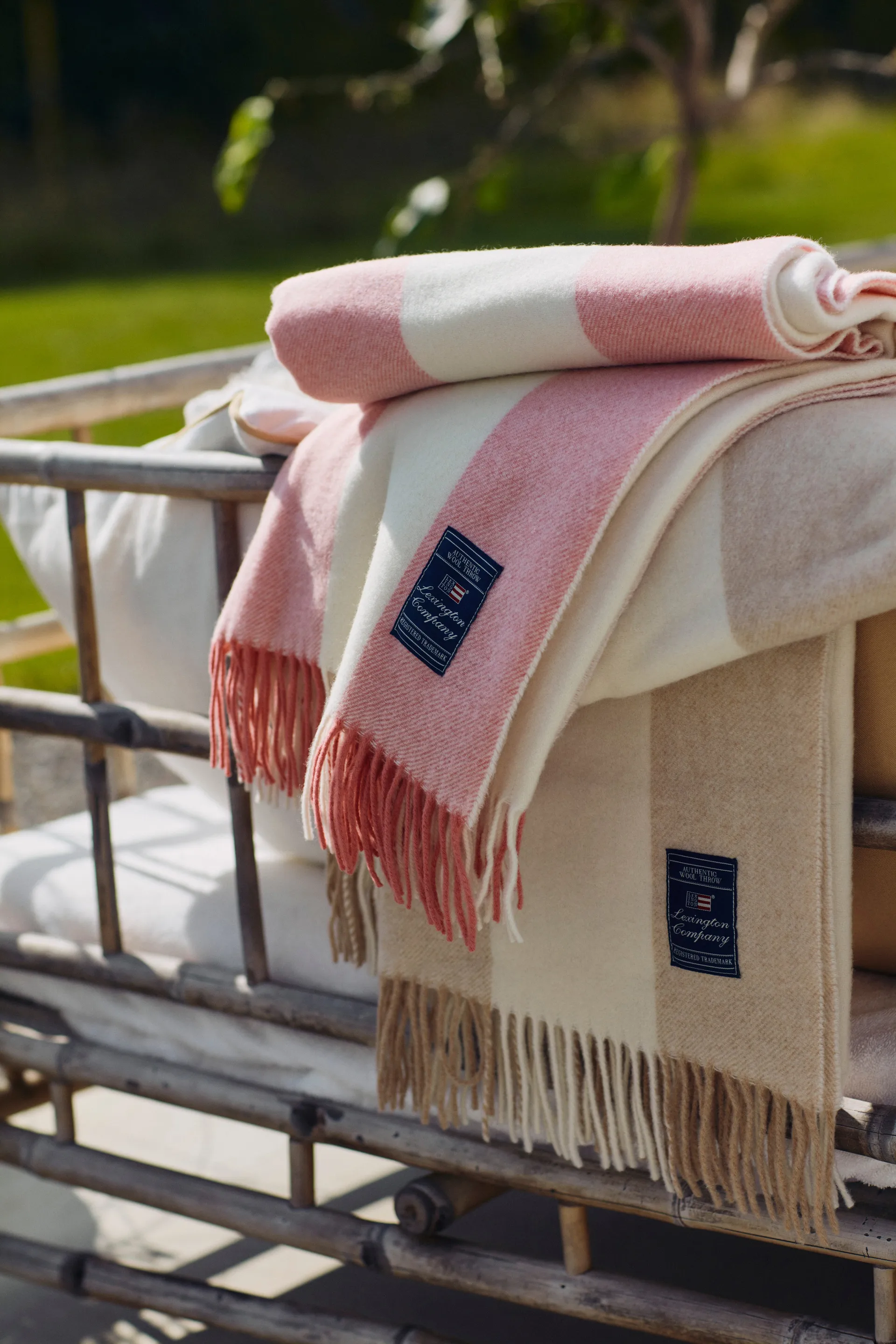 Block ストライプ リサイクルウールスロー 130x170 cm, Oat-White Lexington | レキシントン