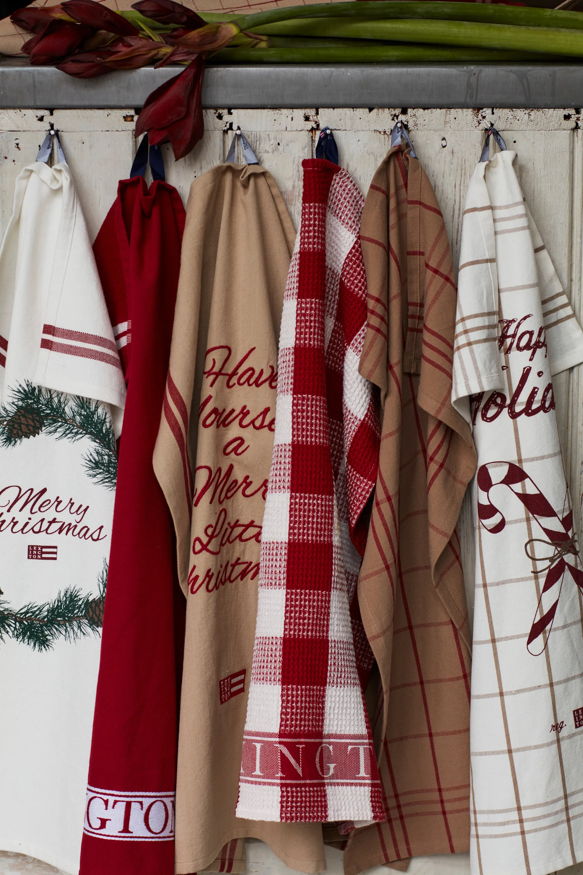 Candy Cane オーガニックコットン キッチンタオル 50x70 cm, White-beige-grey Lexington | レキシントン