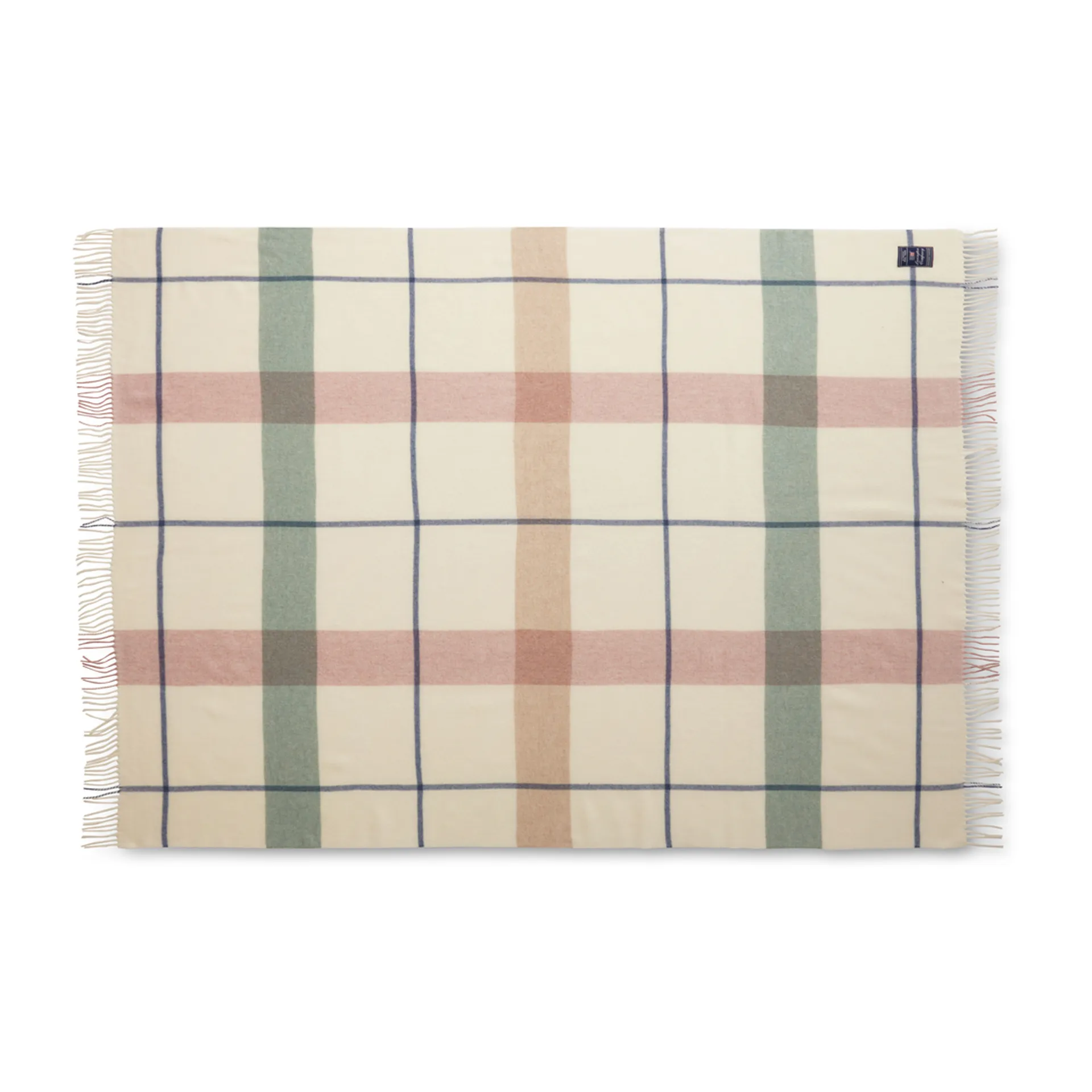 Checked リサイクル ウールスロー 130x170 cm, Offwhite-green-pink Lexington | レキシントン