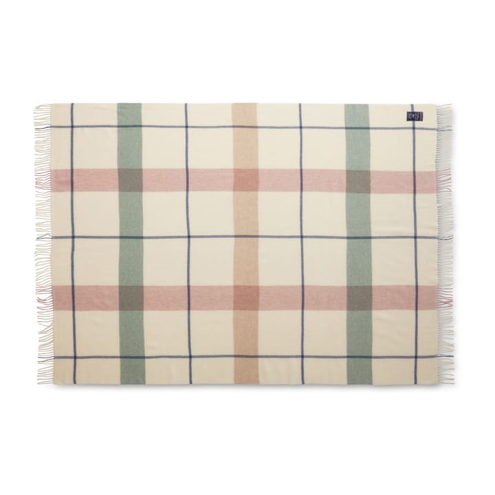 Checked リサイクル ウールスロー 130x170 cm, Offwhite-green-pink Lexington | レキシントン