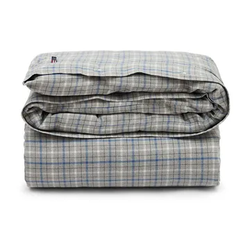 Checked コットン & フランネルデュベカバー 220x220 cm - Gray Melange/Blue/White - Lexington | レキシントン