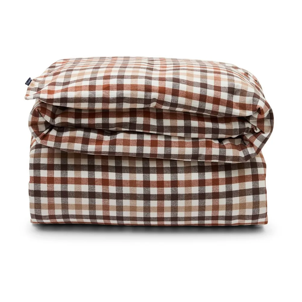 Checked コットン & フランネルデュベカバー 220x220 cm, Rustic Brown/Off White Lexington | レキシントン