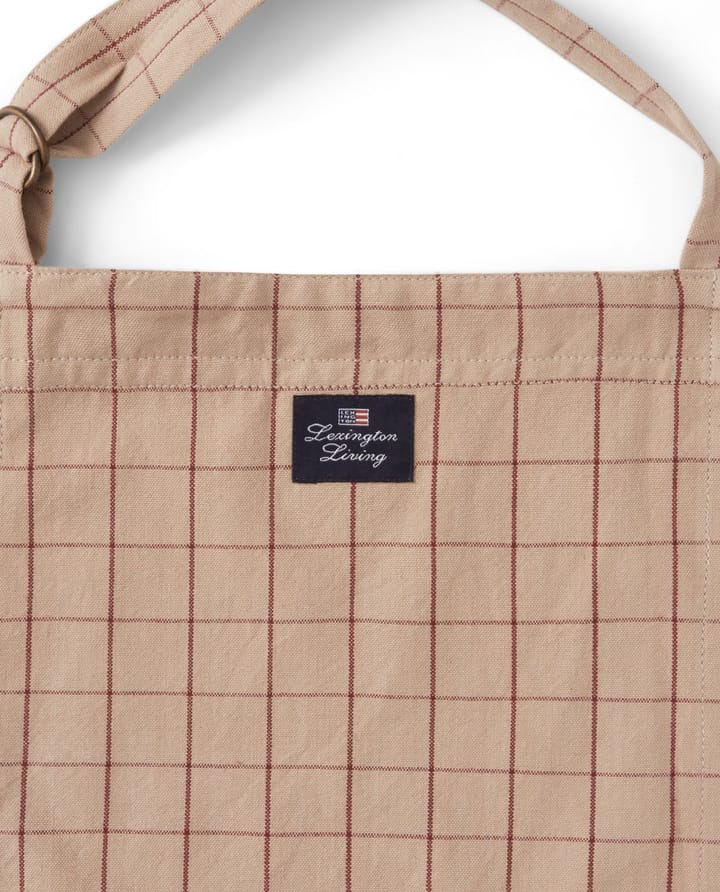 Checked オーガニックコットン オックスフォー��ド エプロン, Beige-red Lexington | レキシントン