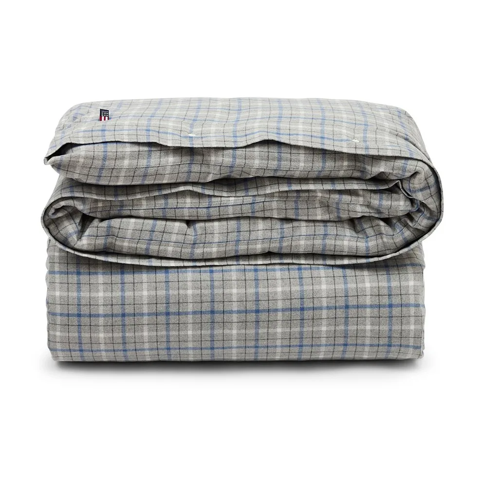 Checked Cotton フランネル デュベカバー 150x210 cm, Grey-blue Lexington | レキシントン