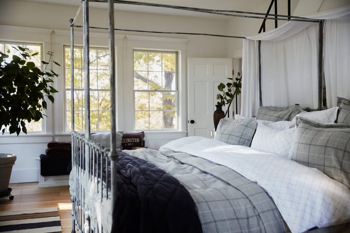 Checked Cotton フランネル デュベカバー 150x210 cm, Light grey-dove Lexington | レキシントン