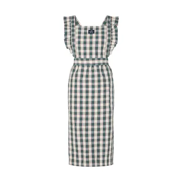 Checked cotton linen apron - Green-Light beige-red - Lexington | レキシントン